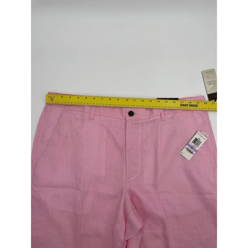 Tasso Elba Island Shorts Mens 38 Pink 100% Linen Classic Flat Front Coastal New